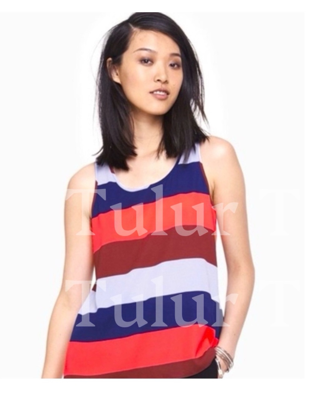 Express Striped Zip Back Blouse S